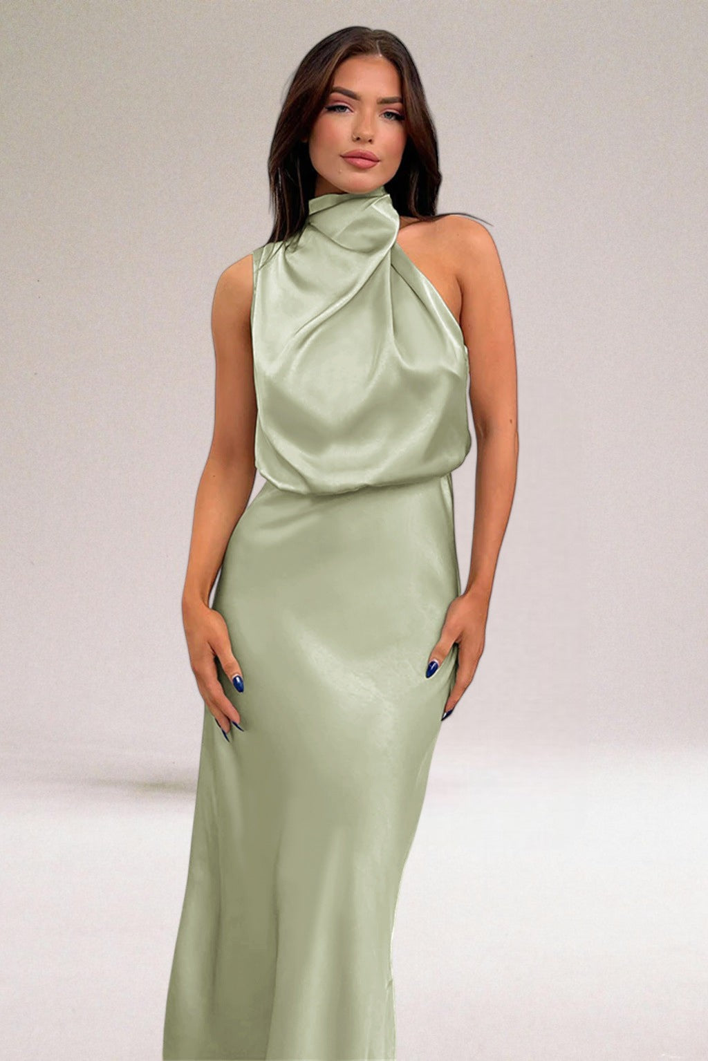 Lily - Glamorous Satin Halter Dress