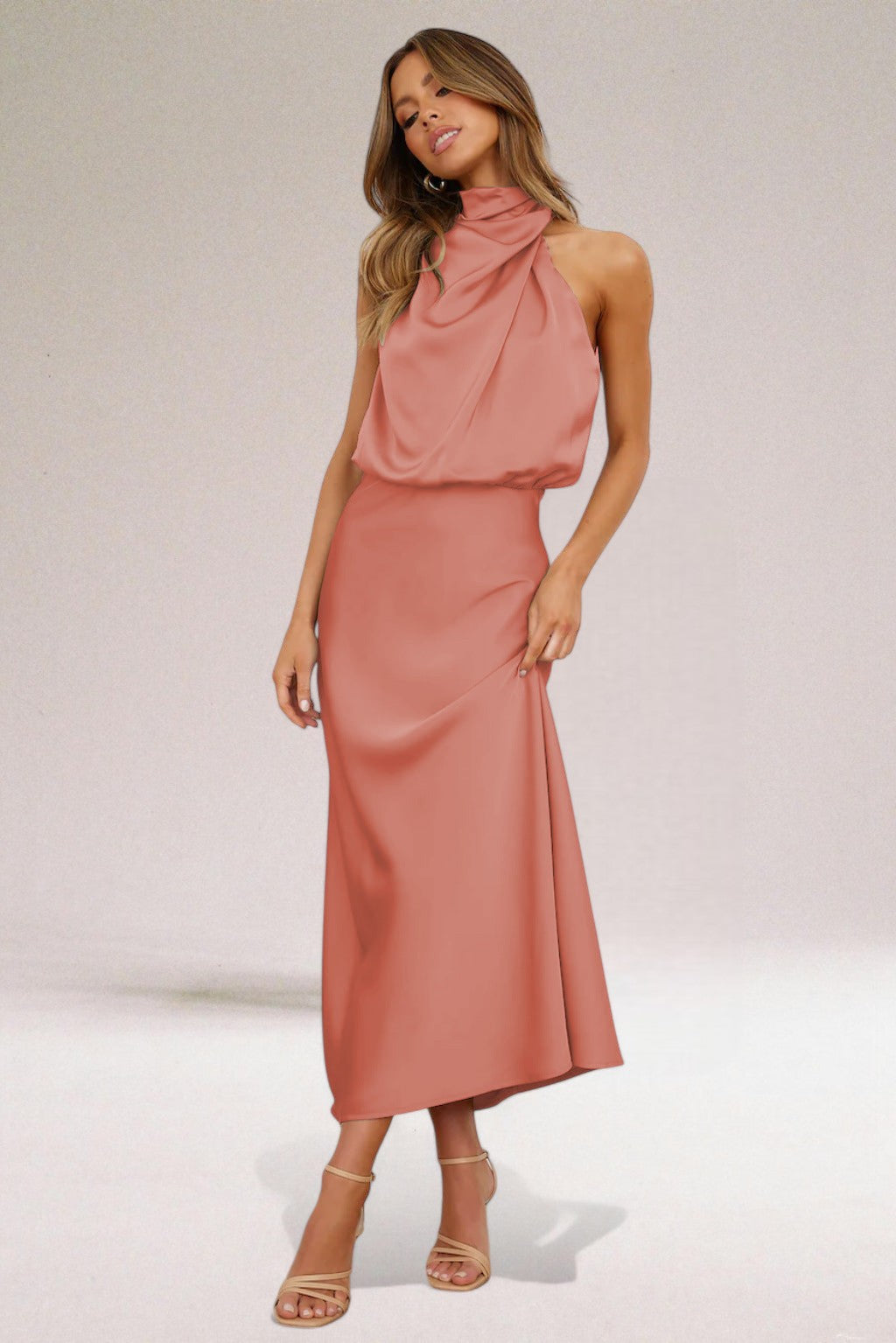 Lily - Glamorous Satin Halter Dress