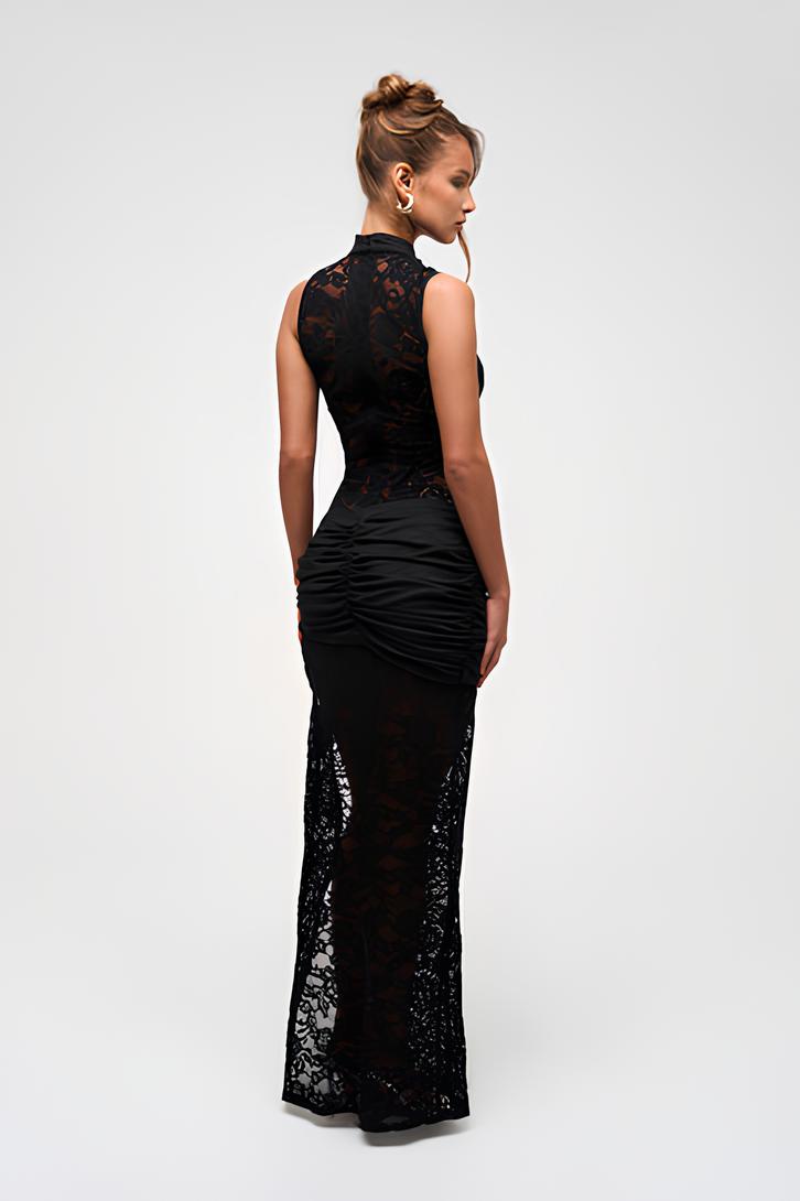 Amelia - Lace Maxi Dress Black