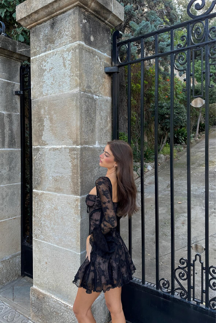 Jessica - Vintage Embroidered Mesh Mini Dress