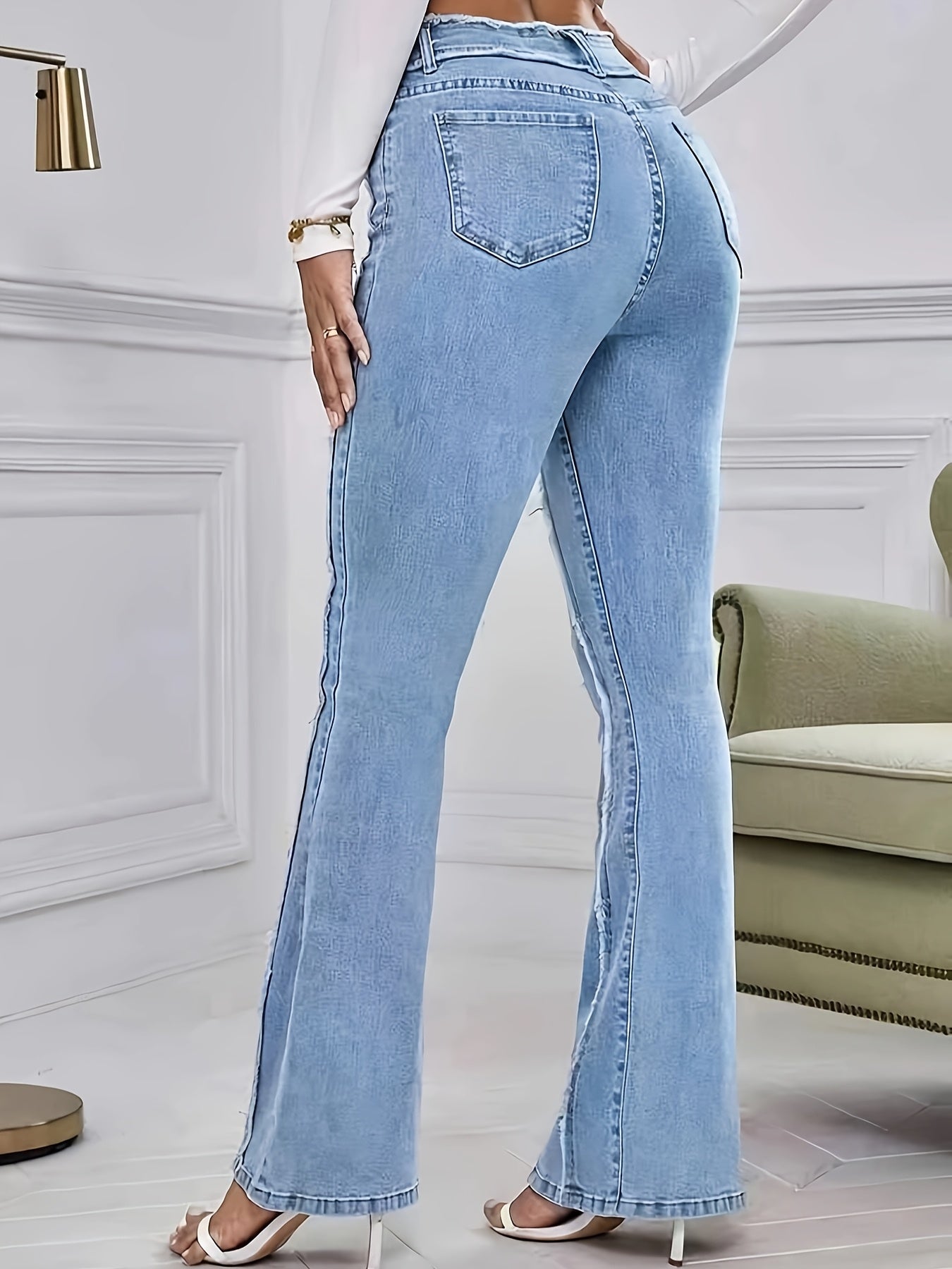 Solene - Striped High-Waist Jeans