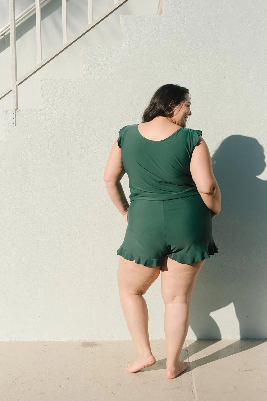 Angel – Swimsuit romper with ruffles and bust support