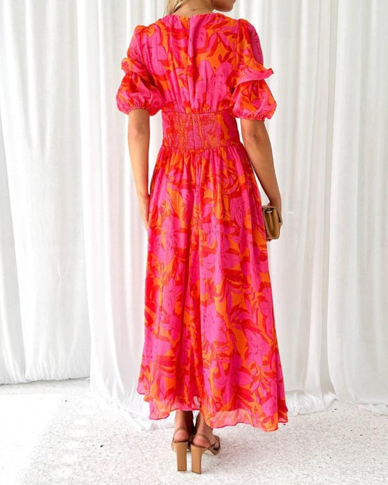 Adelise - Red & Pink Maxi Dress