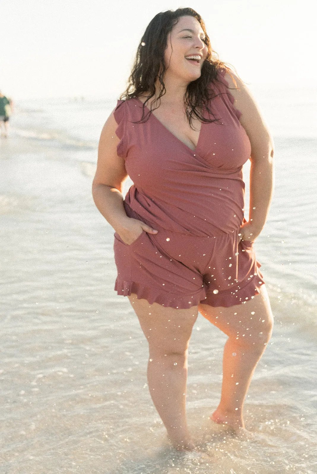 Angel – Swimsuit romper with ruffles and bust support