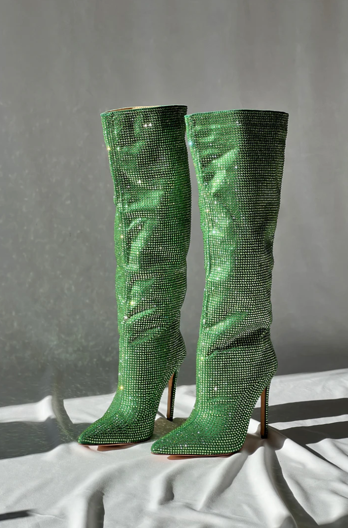 Sienna - Sparkle Pencil Heel Boots