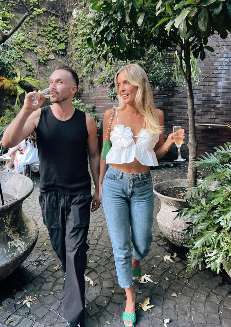 Elara - Rhinestone Studded Crop Top