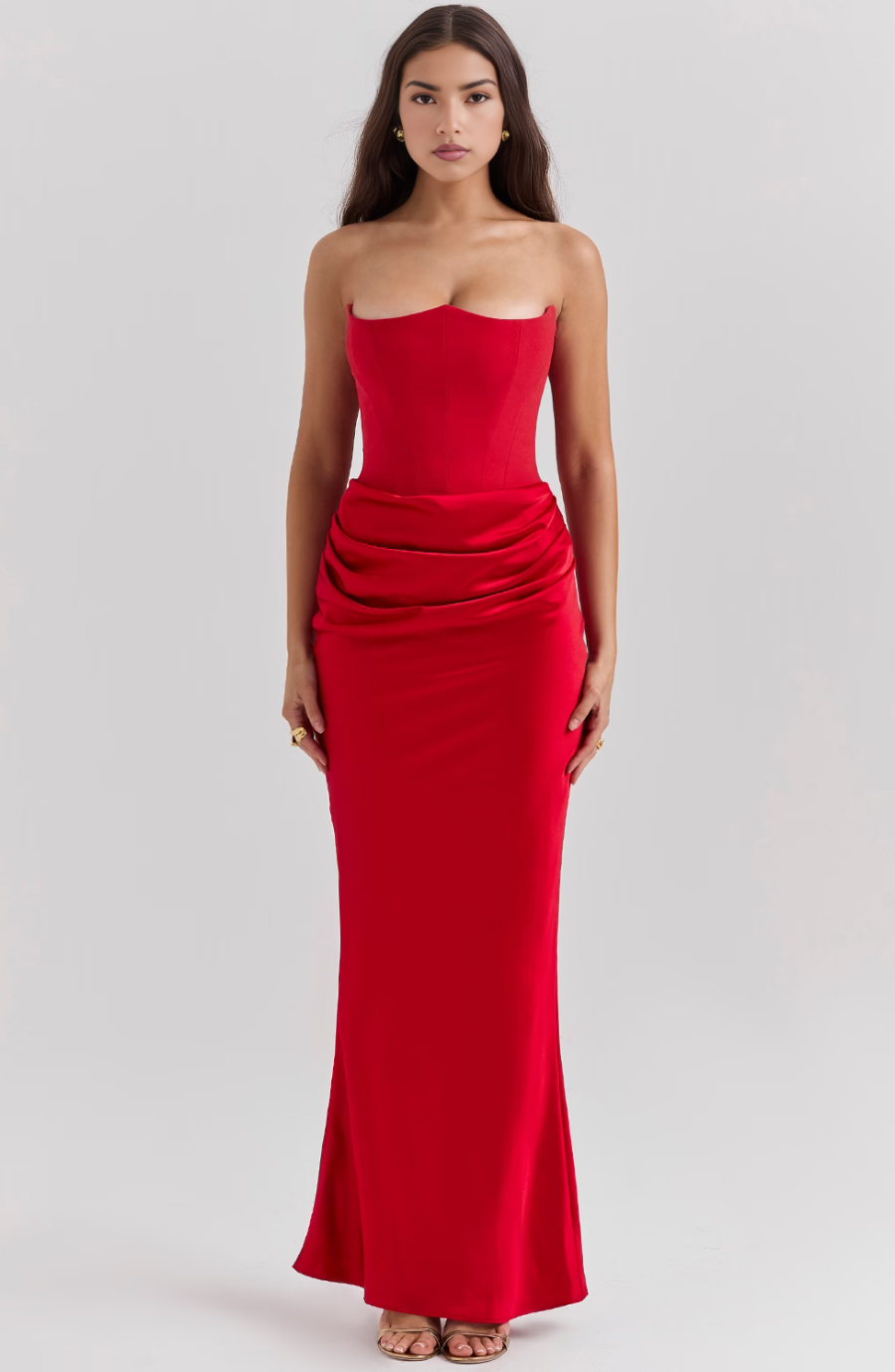 Zara - Strapless Bottom Pleated Maxi Dress