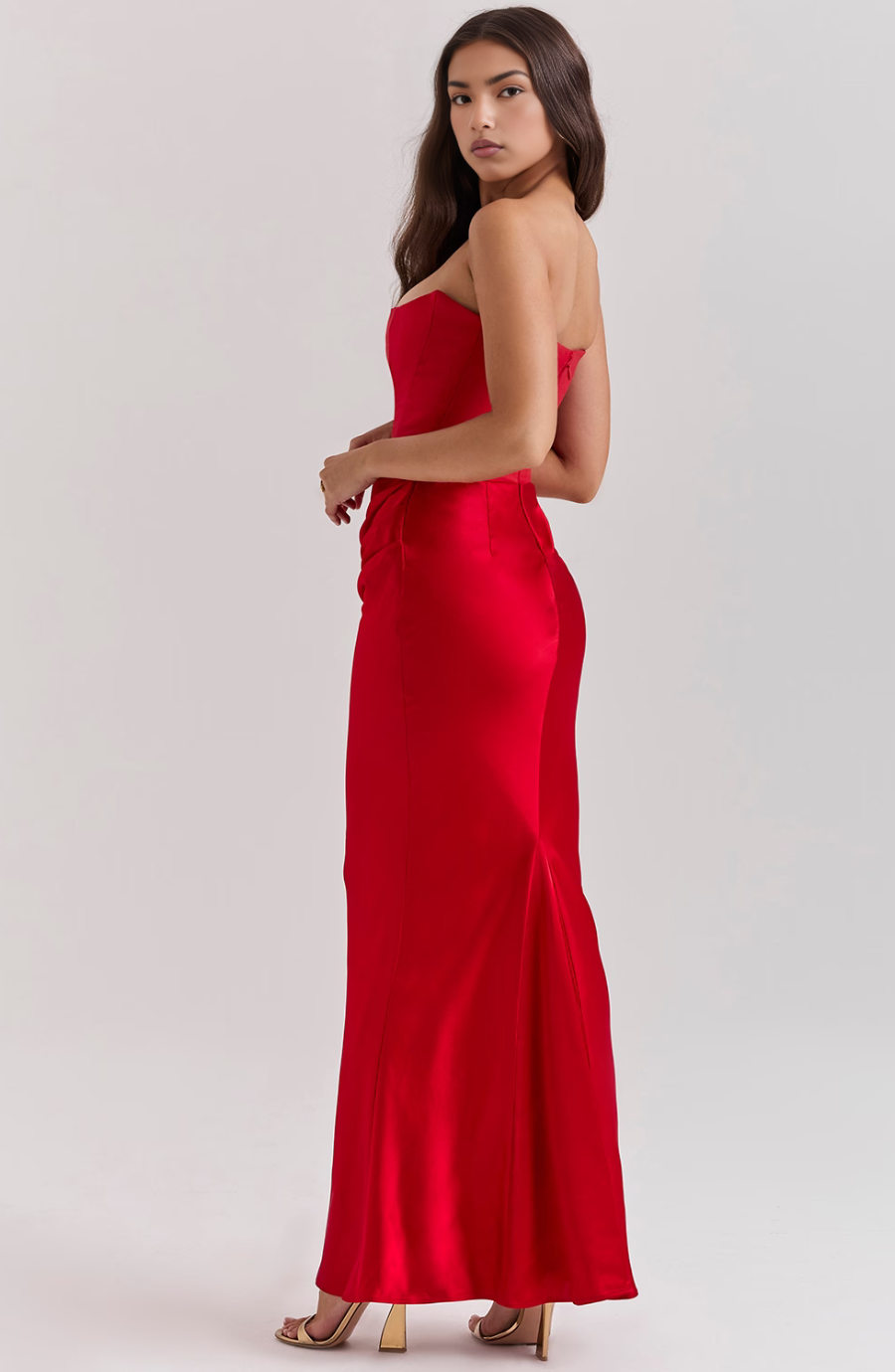 Zara - Strapless Bottom Pleated Maxi Dress