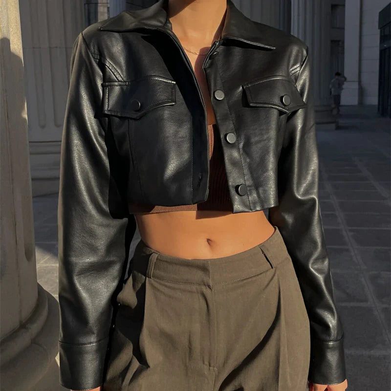 Verity - Cropped Leather Jacket