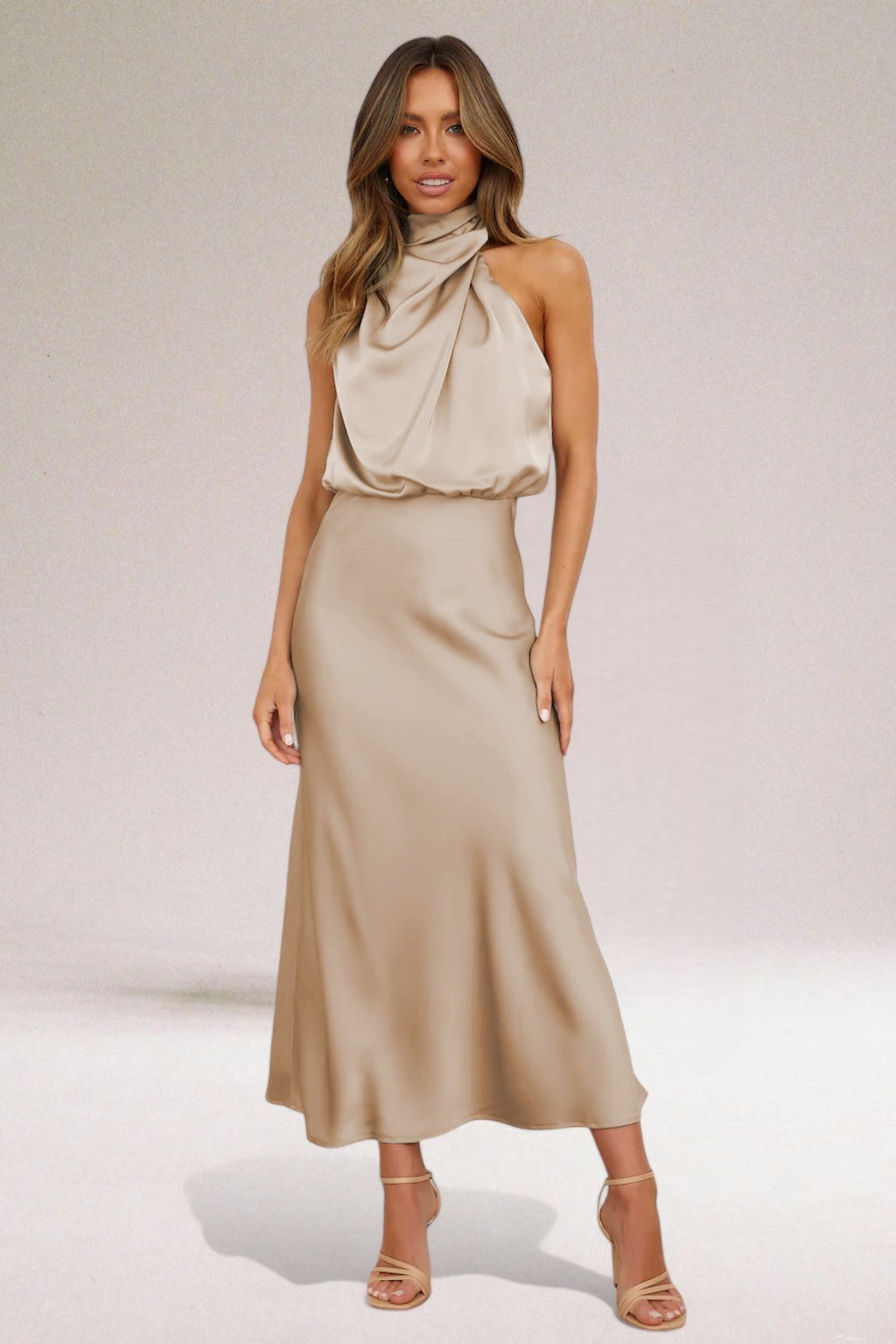 Lily - Glamorous Satin Halter Dress