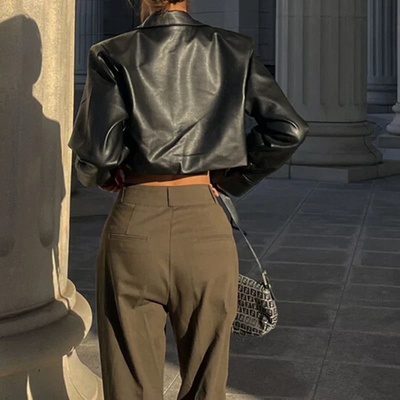 Verity - Cropped Leather Jacket