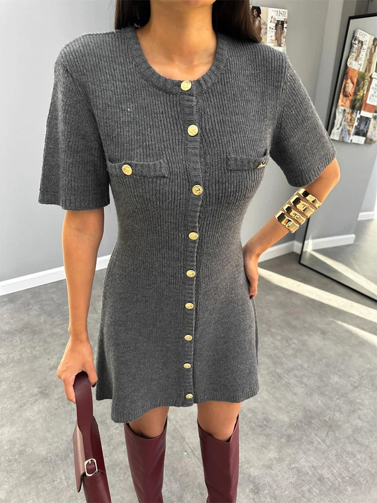 Grace - Ribbed Knit Mini Dress