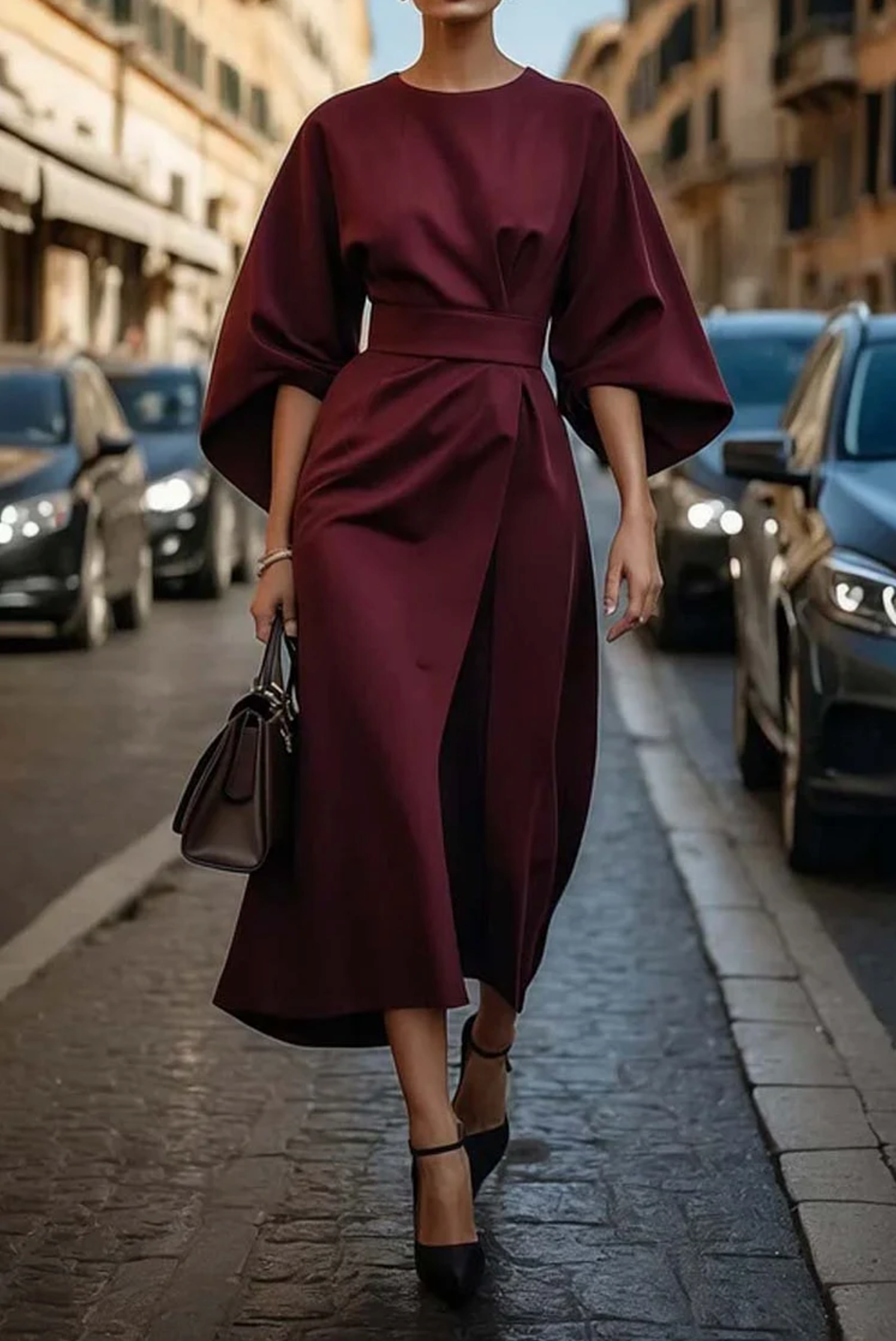 Stacy - Elegant Dress With Lantern Sleeves