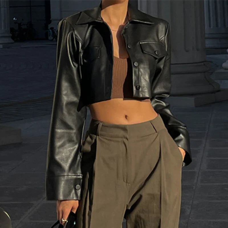 Verity - Cropped Leather Jacket