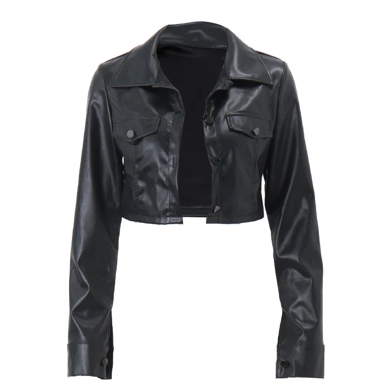 Verity - Cropped Leather Jacket