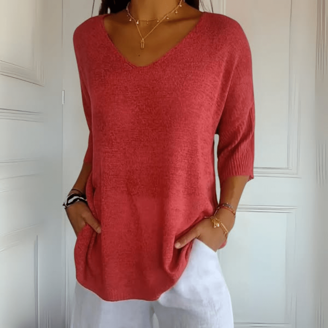 Isla - Knitted V-Neck Top