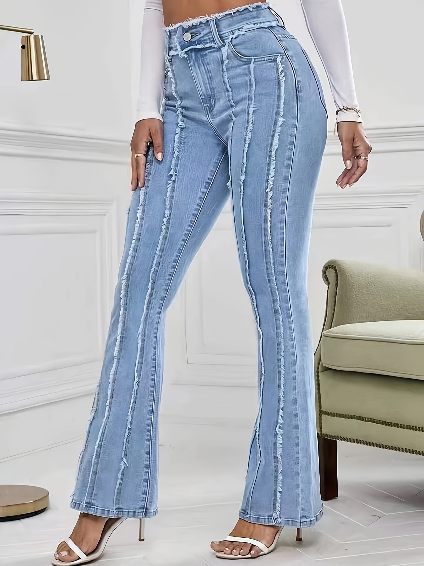 Solene - Striped High-Waist Jeans