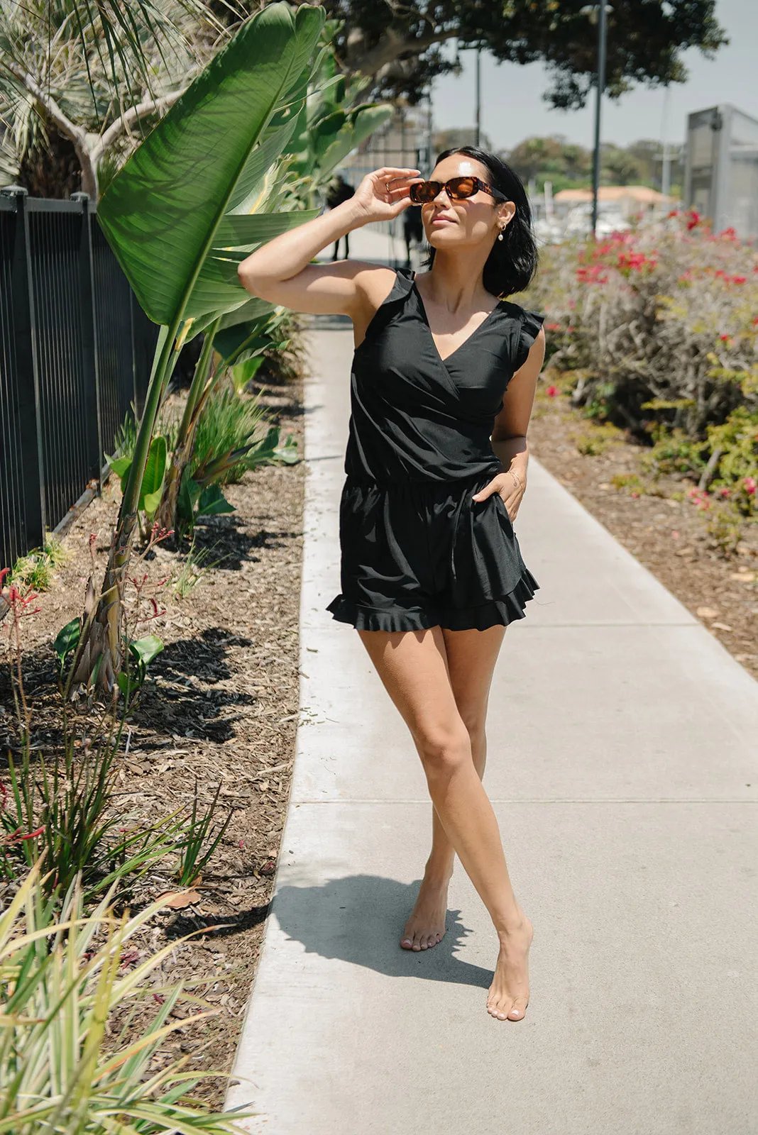 Angel – Swimsuit romper with ruffles and bust support