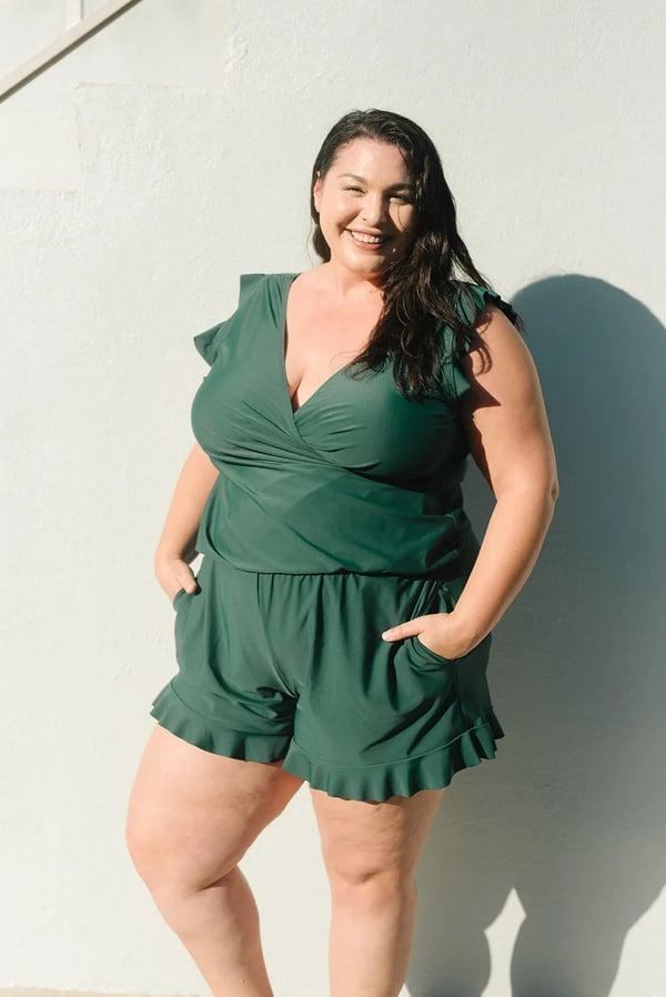 Angel – Swimsuit romper with ruffles and bust support