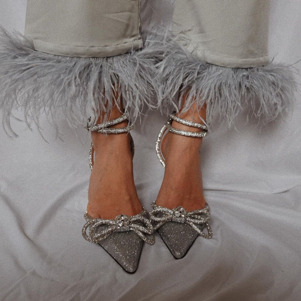 Rosie - Bow Wrap-Around Crystal Heels