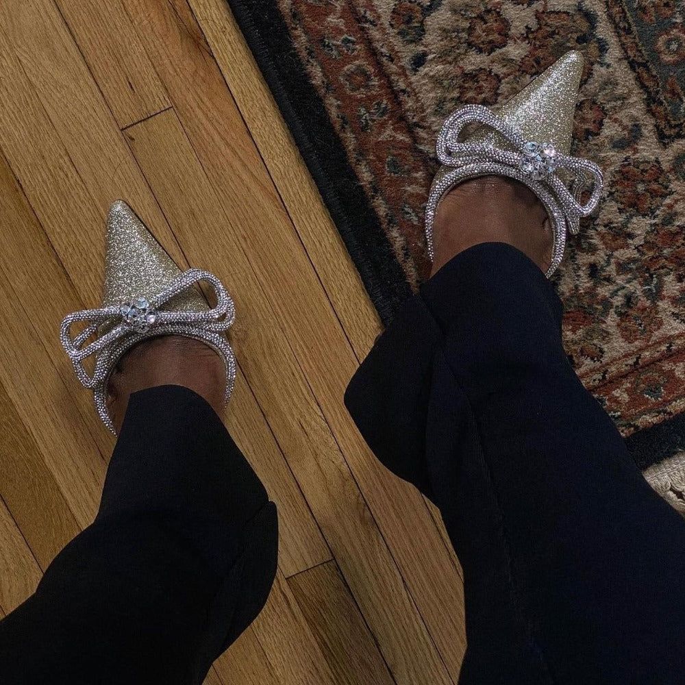 Rosie - Bow Wrap-Around Crystal Heels