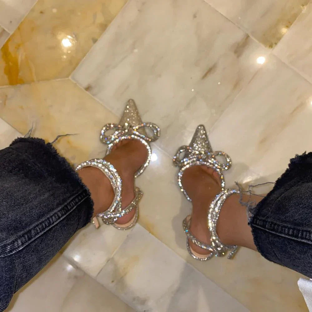 Rosie - Bow Wrap-Around Crystal Heels
