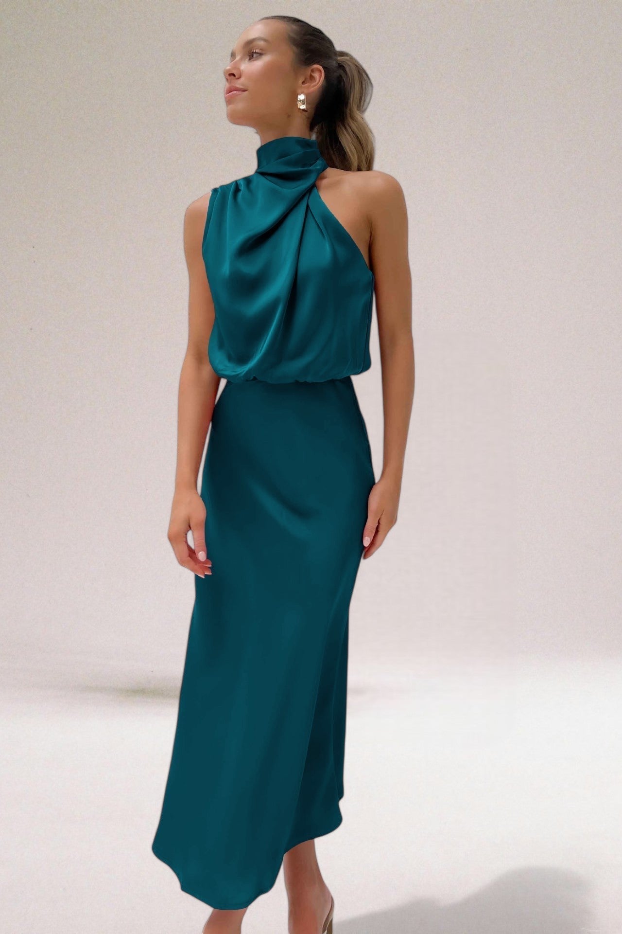 Lily - Glamorous Satin Halter Dress