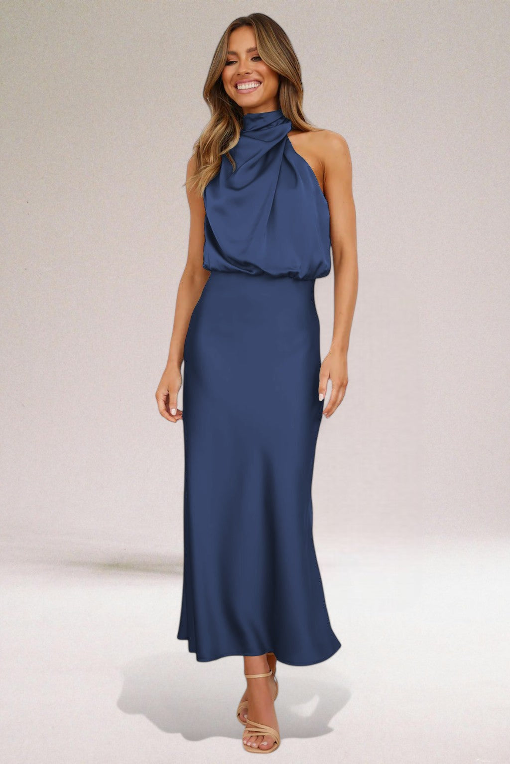 Lily - Glamorous Satin Halter Dress