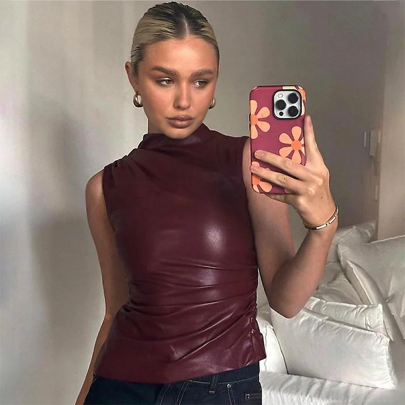 Lea - Sleeveless Leather Top