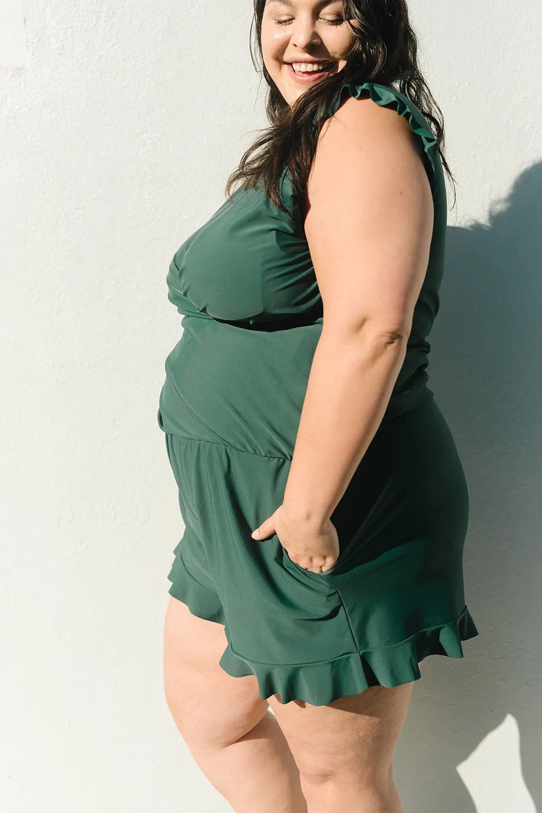 Angel – Swimsuit romper with ruffles and bust support