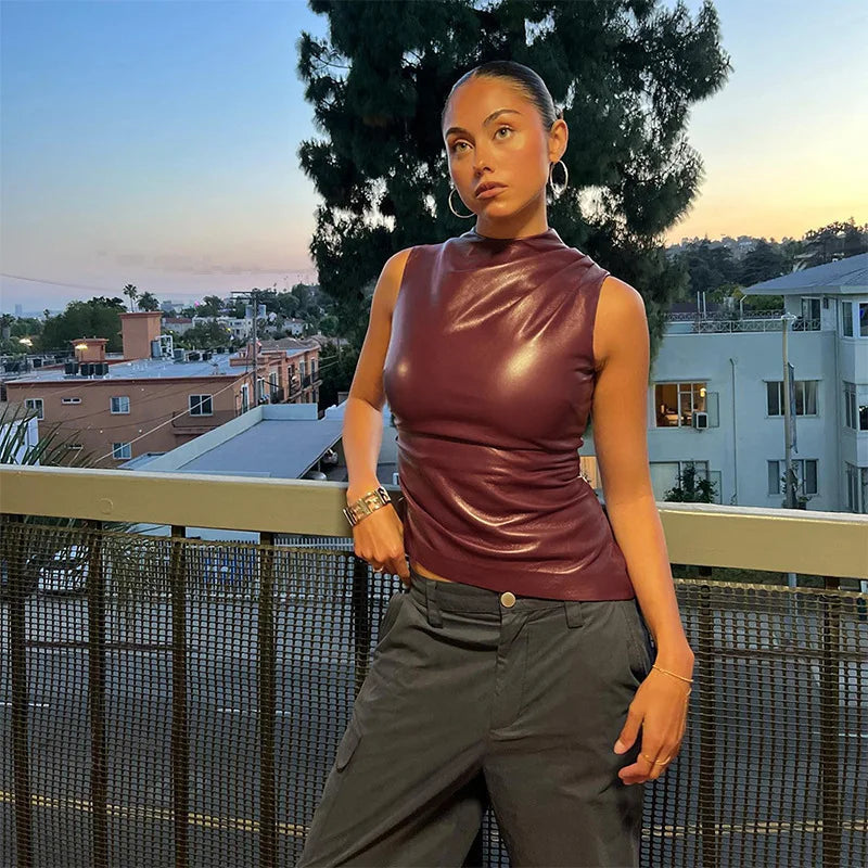 Lea - Sleeveless Leather Top