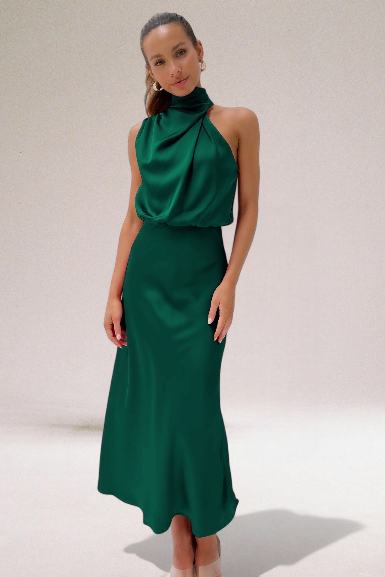 Lily - Glamorous Satin Halter Dress