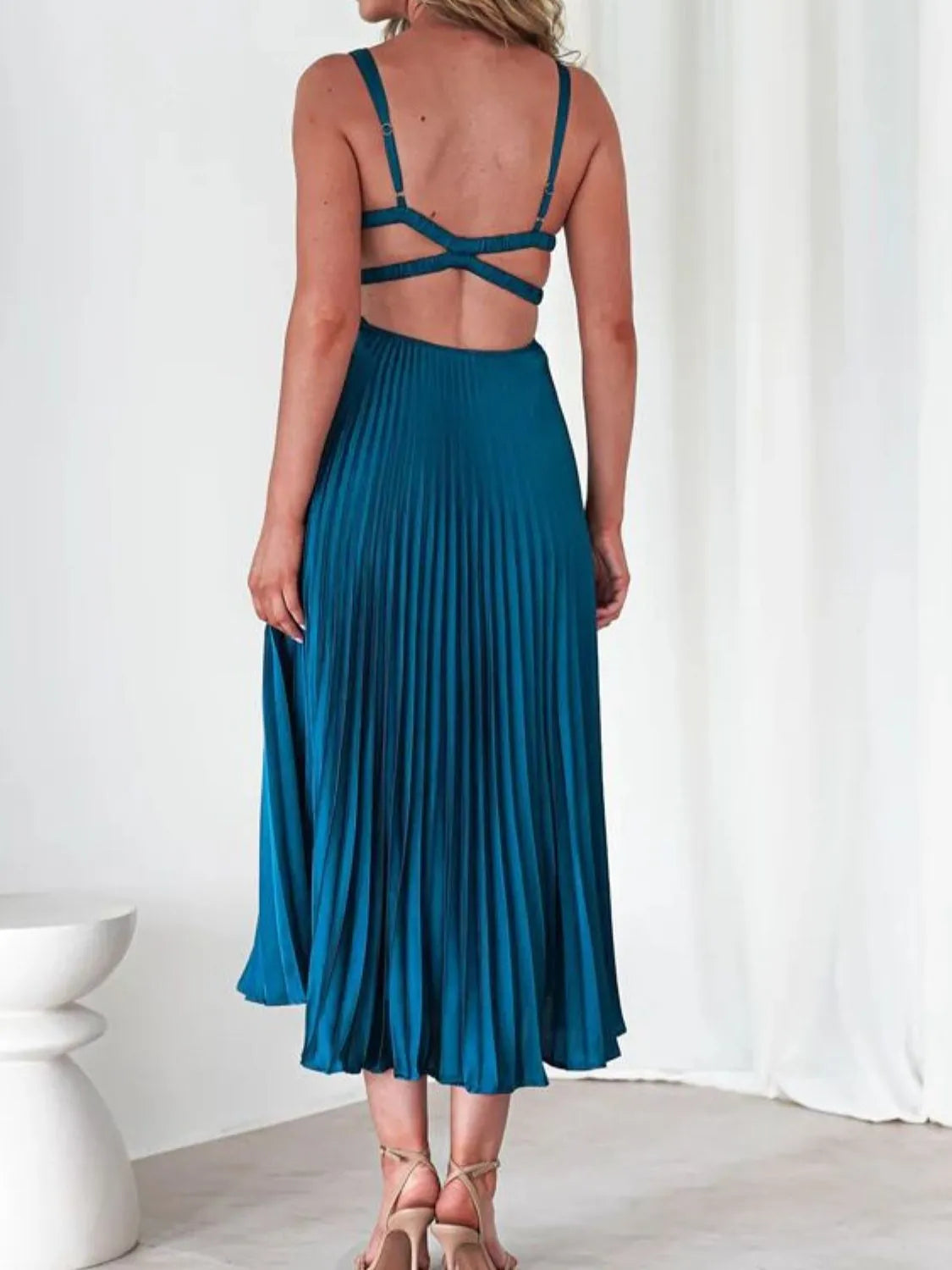 Céline - Pleated V-Neck Maxi Dress
