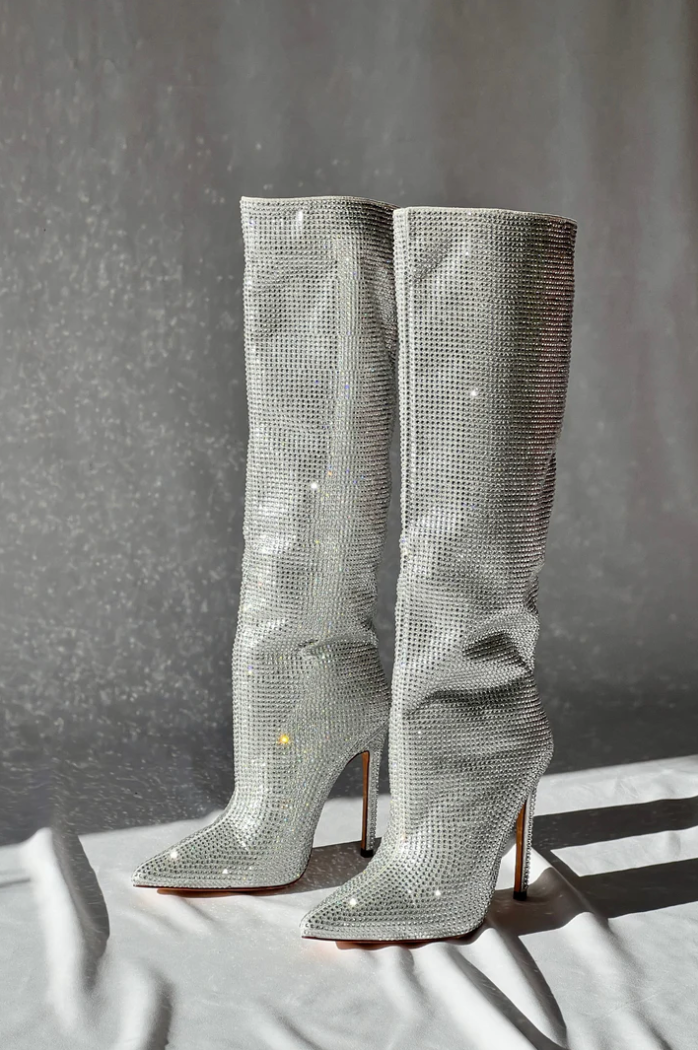 Sienna - Sparkle Pencil Heel Boots