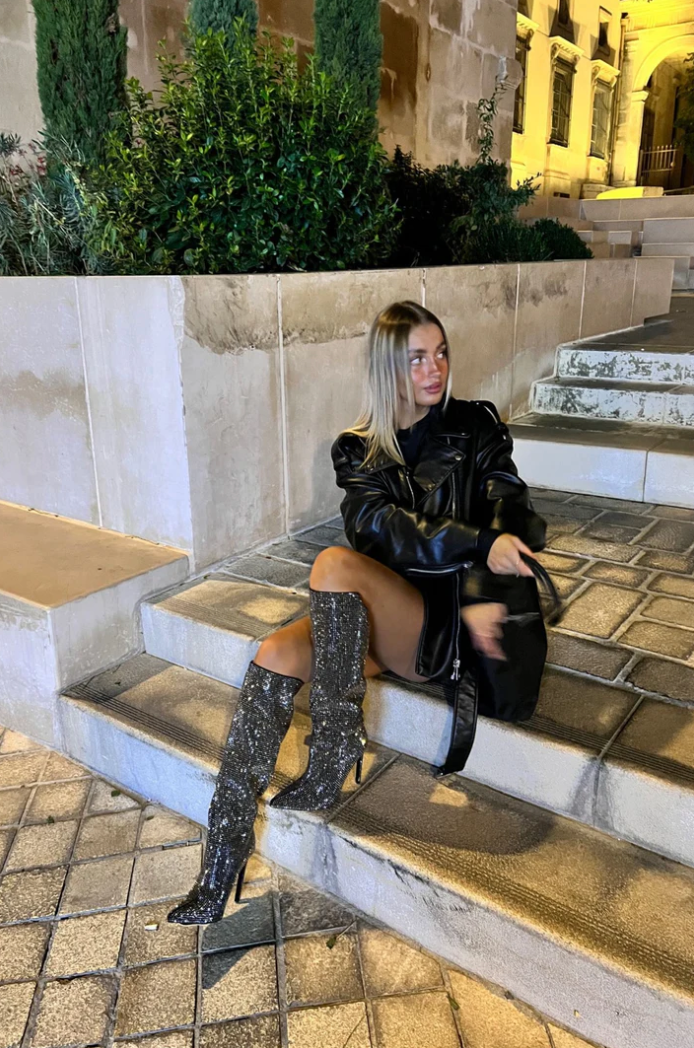 Sienna - Sparkle Pencil Heel Boots