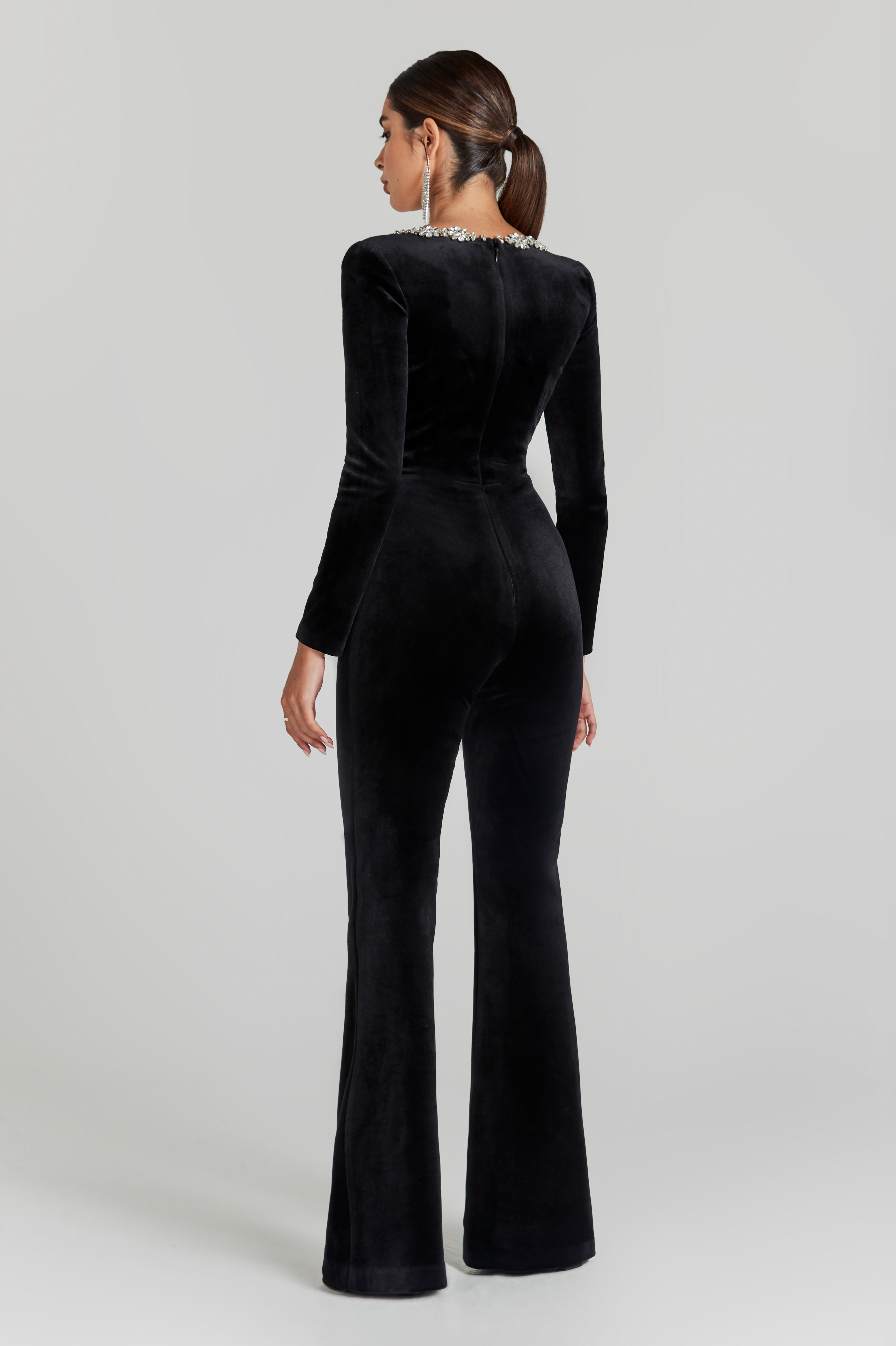 Solene - Neck-Detail Solid Jumpsuit