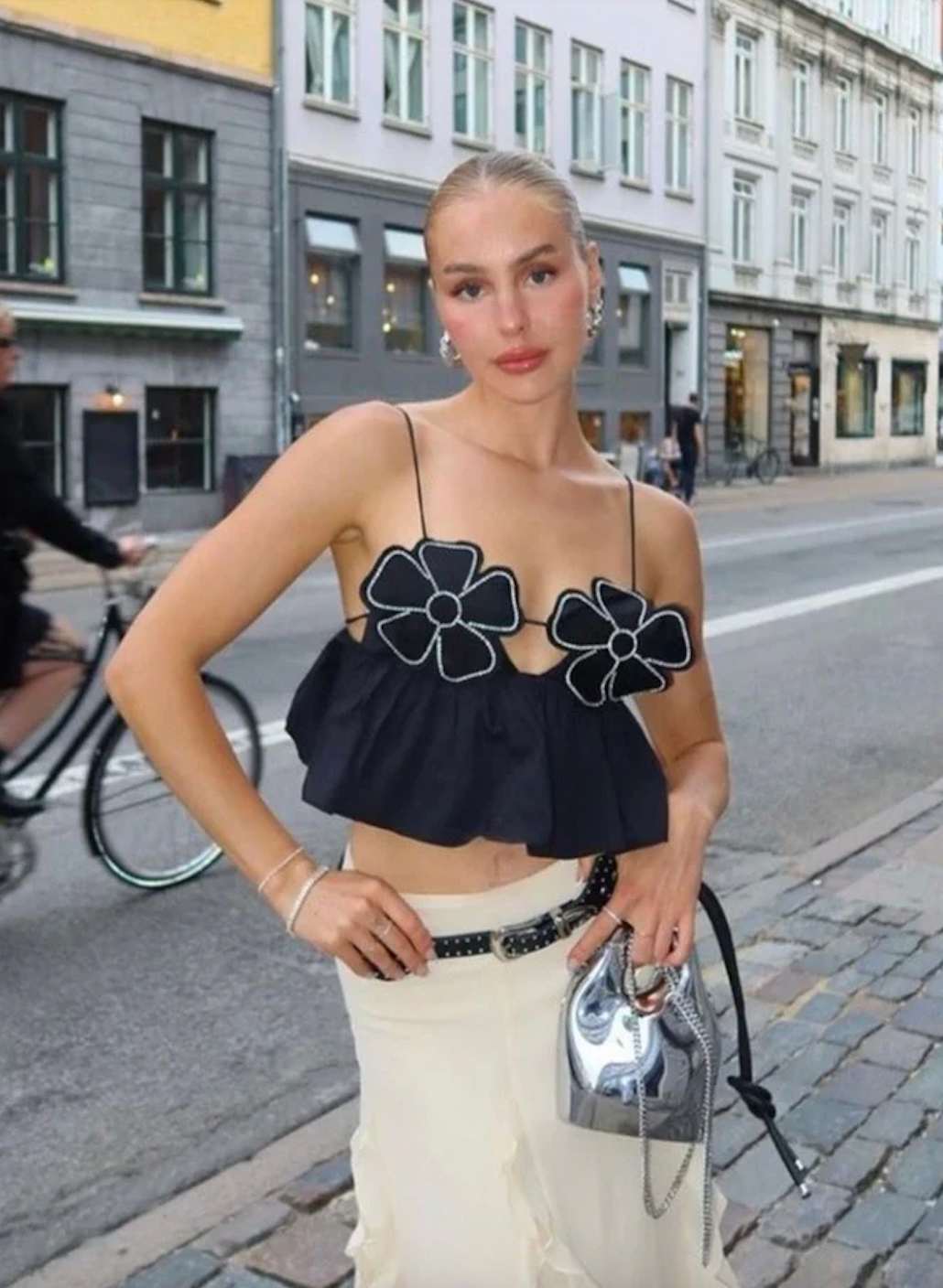 Elara - Rhinestone Studded Crop Top