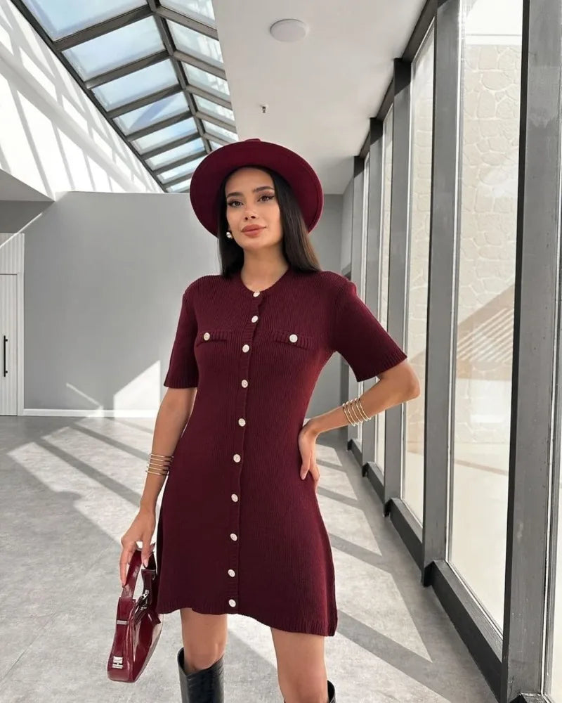 Grace - Ribbed Knit Mini Dress