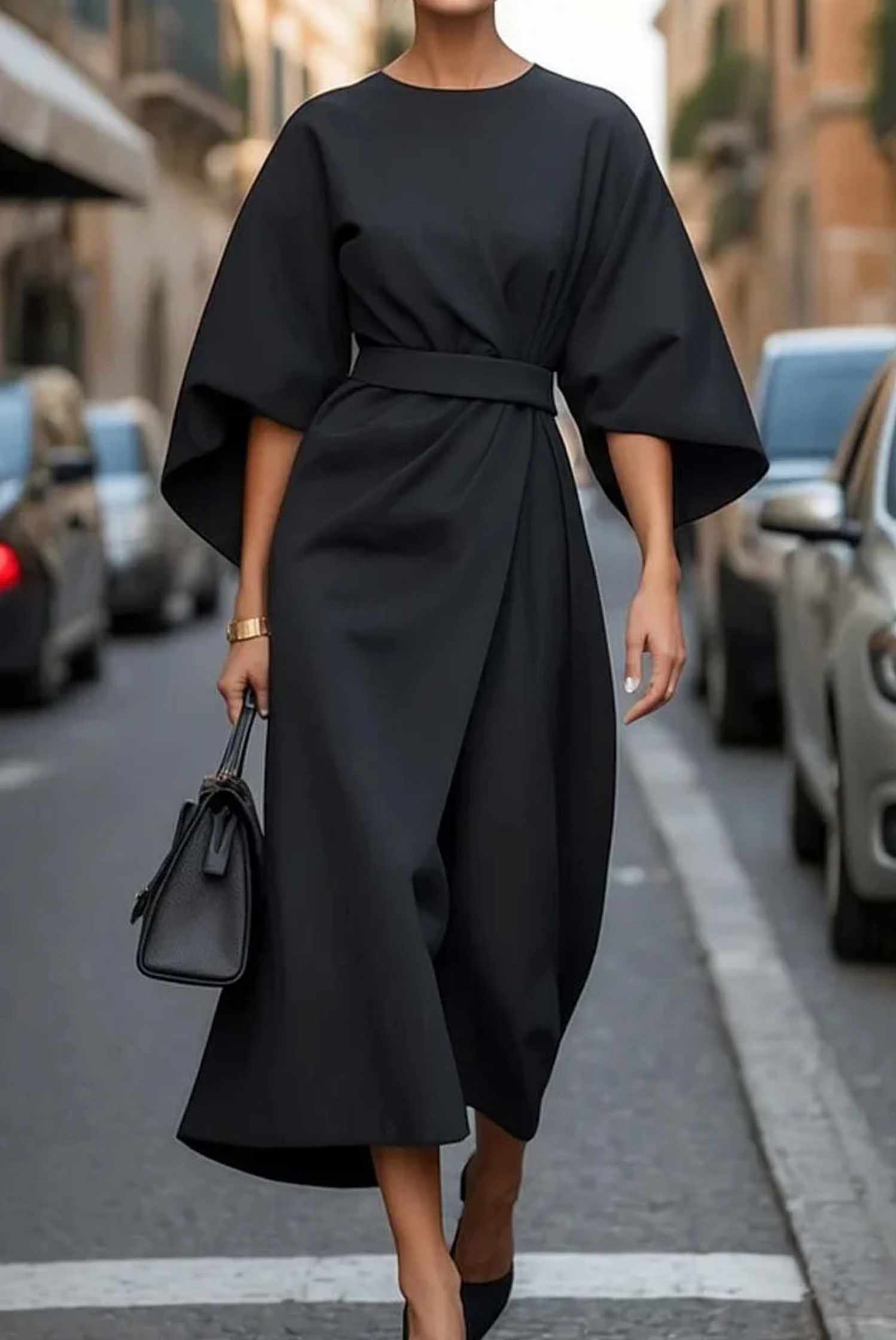 Stacy - Elegant Dress With Lantern Sleeves