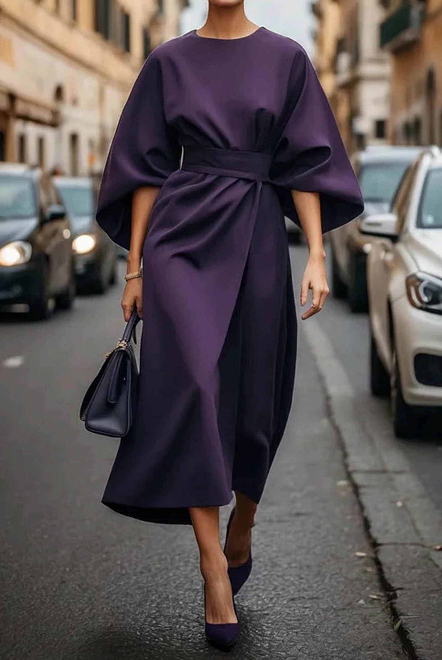 Stacy - Elegant Dress With Lantern Sleeves