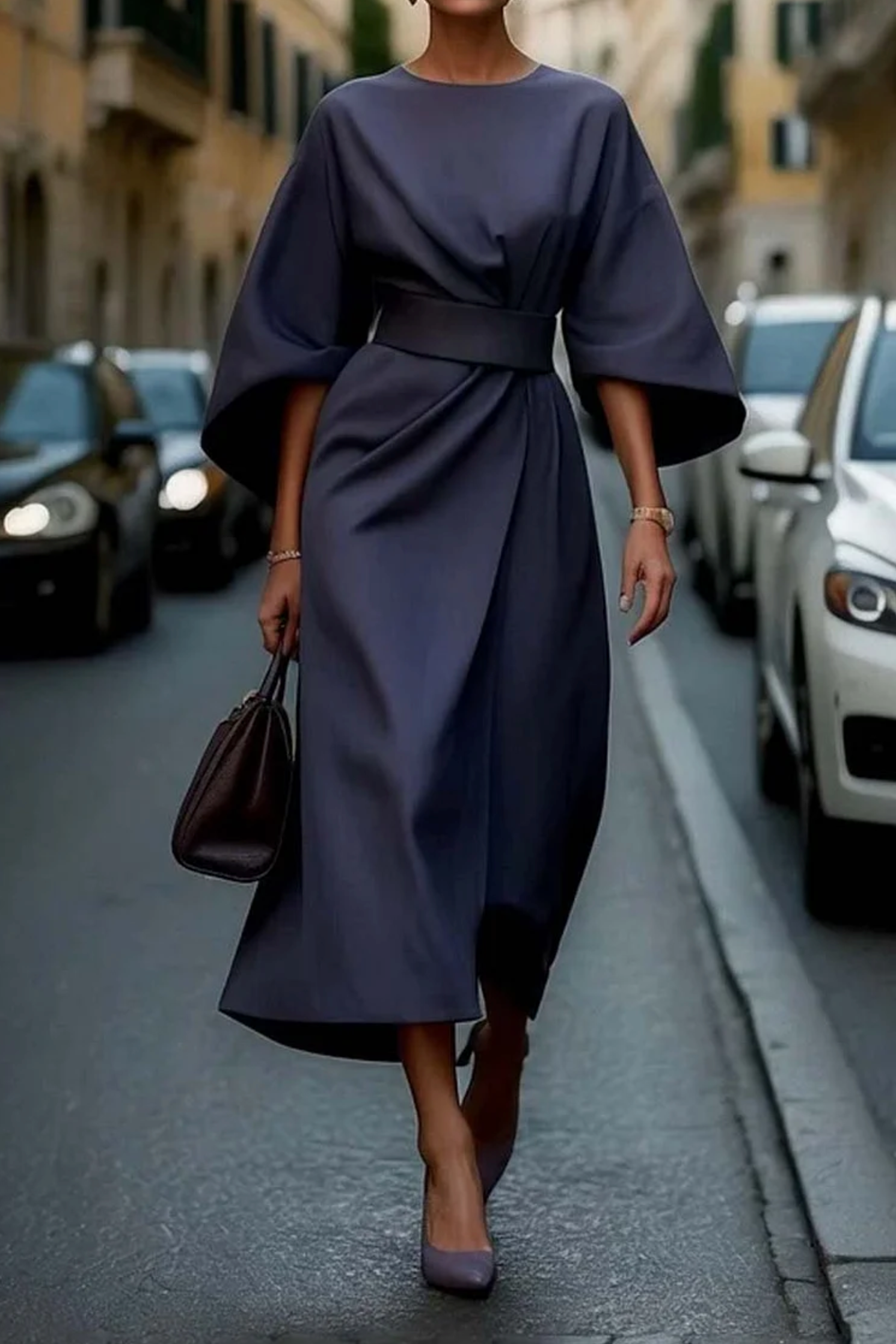 Stacy - Elegant Dress With Lantern Sleeves