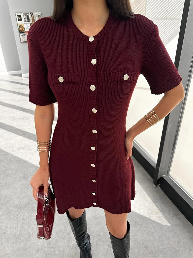 Grace - Ribbed Knit Mini Dress