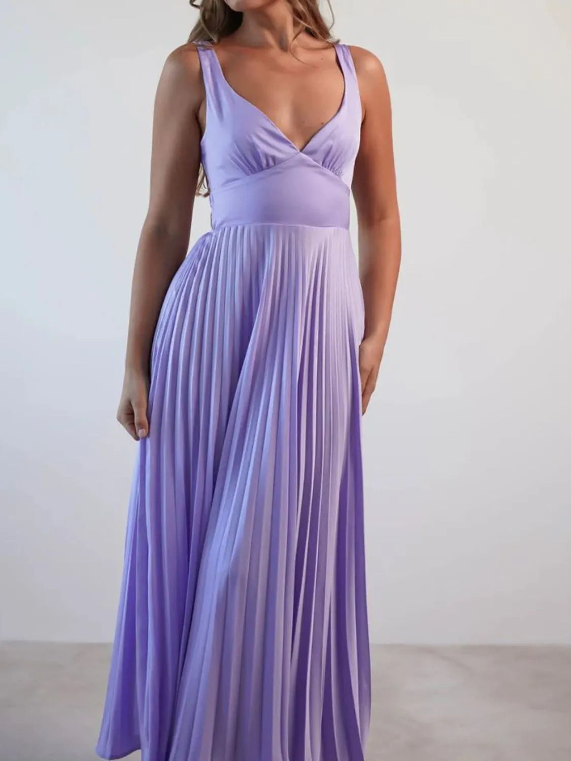 Céline - Pleated V-Neck Maxi Dress