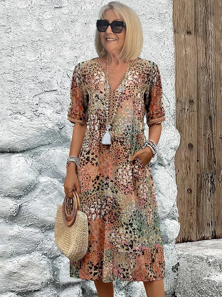 Mabel - Elegant Floral Midi Dress