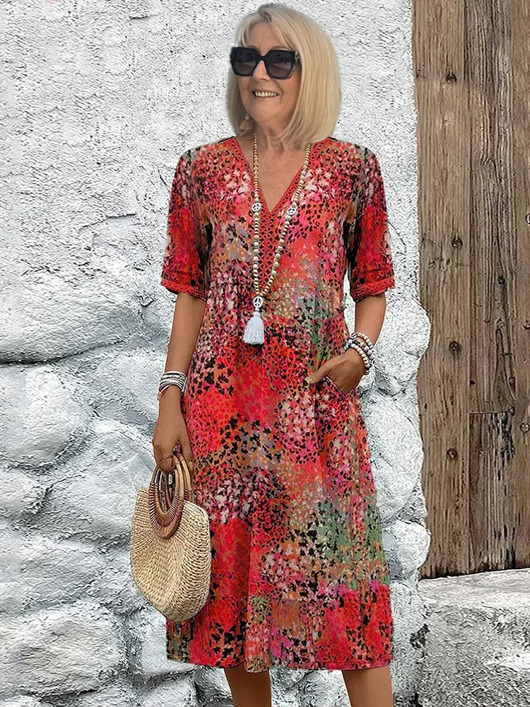 Mabel - Elegant Floral Midi Dress