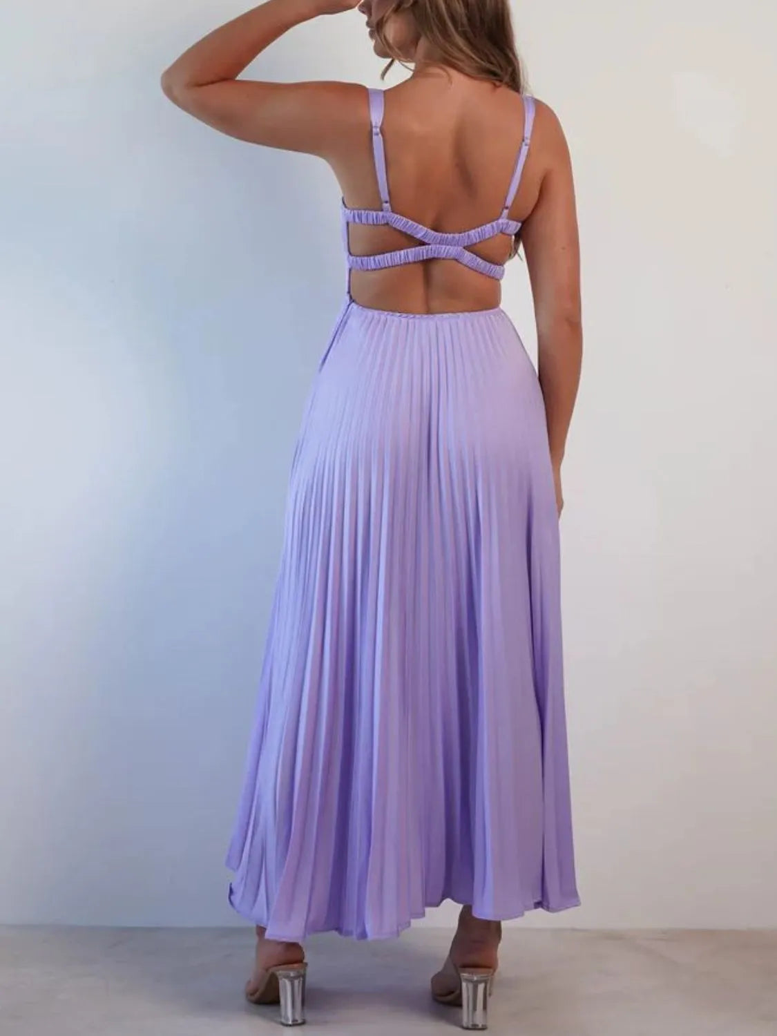 Céline - Pleated V-Neck Maxi Dress