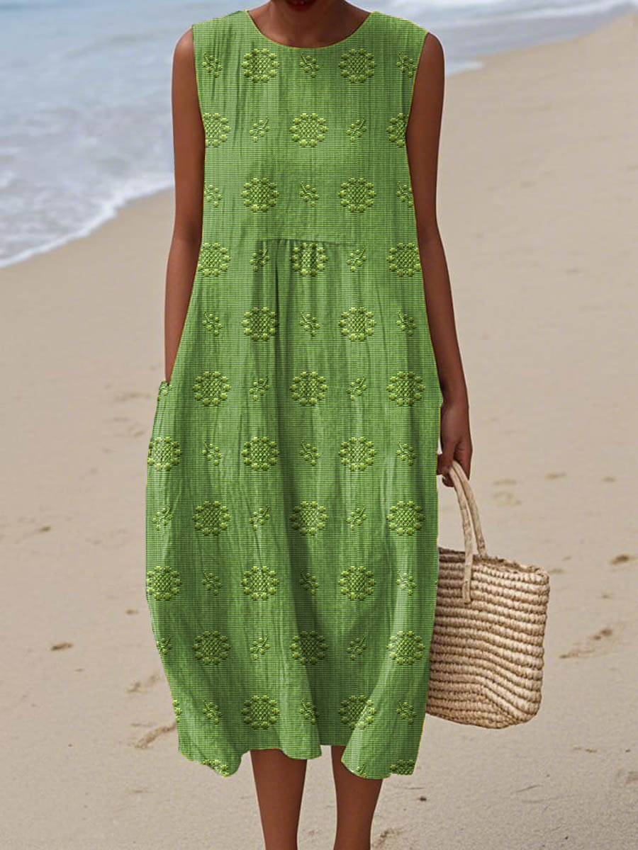 Agnes – Sleeveless Cotton Dress with Pockets