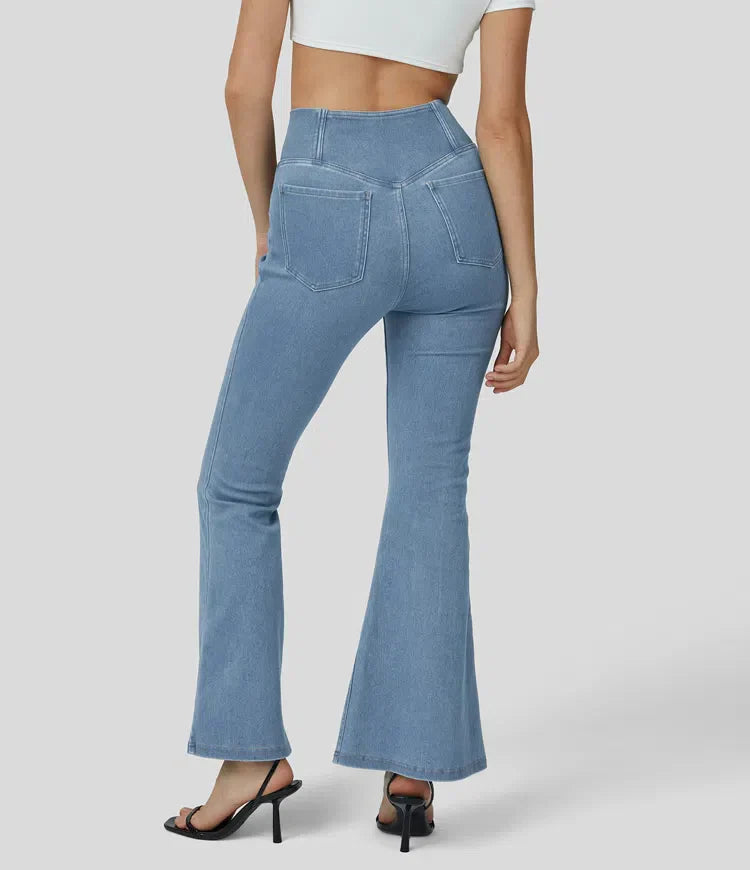 Vaela - Elastic Flattering Flared Trousers